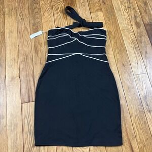 NEW Susy Q Bra Tops Black Halter Neck Bandage Bodycon Mini Dress M